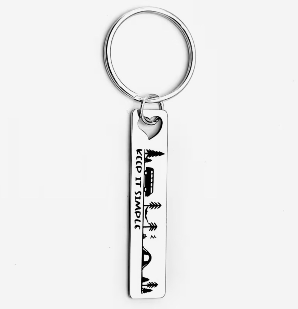 3/$25 Keep It Simple Camping Mountains Trailer Stainless Steel Keychain NEW